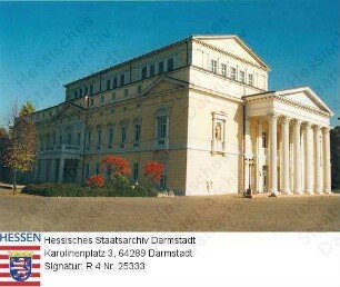 Darmstadt, Haus der Geschichte im ehemaligen Mollertheater / Ansicht von Vorder- und Westseite