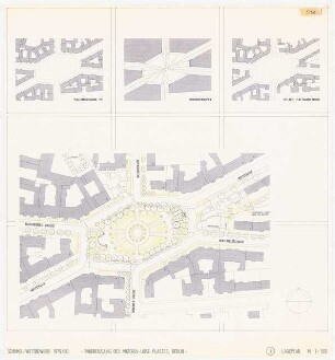 Platzbebauung mit Wohnungen, Gewerbe und sozialen Einrichtungen am Viktoria-Luise-Platz, Berlin-Schöneberg Schinkelwettbewerb 1980: Lageplan 1:500