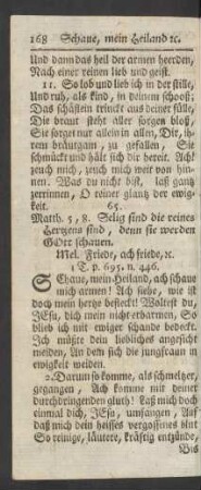 65. Matth. 5,8. selig sind die reines Hertzens sind, denn sie werden GOtt schauen. Mel. Friede, ach friede, [et]c. 1 T. p. 695, n. 446.