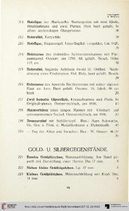 Gold- und Silbergegenstände (Nr. 221-276)