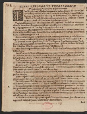 Libri Theologici Theologorum Protestantium, Pontificiorum & Calvinianorum.
