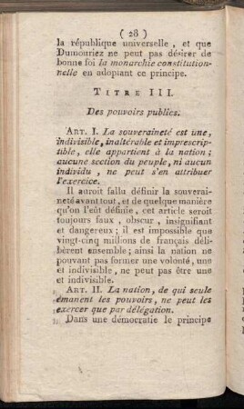 Titre III. Des pouvoirs publics.