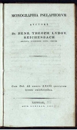 Monographia Pselaphorum : cum Tab. II. aeneis XXIII. specierum icones exhibentibus