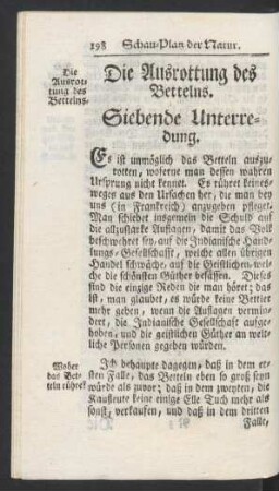 Siebende Unterredung. Die Ausrottung des Bettelns.