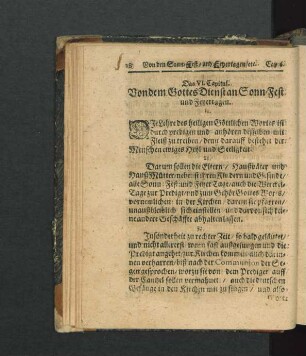 Das VI. Capitul. Von dem Gottes Dienst an Sonn-Fest- und Feyertagen.