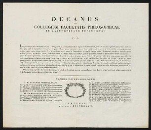Decanus et Collegium Fakultatis Philosophicae in Universitate Tubingensi