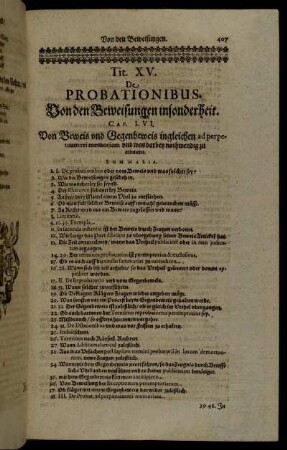 Tit. XV. D Probationibus. Von den Beweisungen insonderheit.
