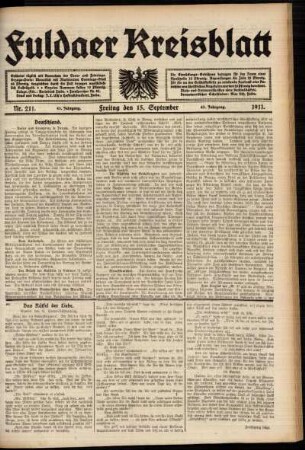 Ausgabe vom Freitag, den 15. September 1911.
