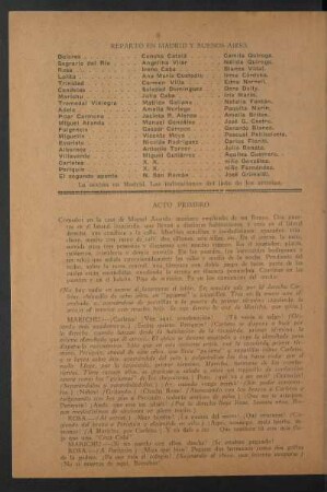 Reparto en Madrid y Buenos Aires