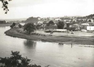 Sanok. Stadtansicht von Nordwesten über den San gesehen