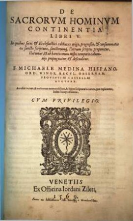 De sacrorum hominum continentia : libri quinque