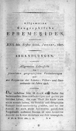 Erstes Stück Januar 1807