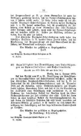 Unzulässigkeit der Bewilligung von Unterstützungen an Gymnasiallehrer aus Anstaltsmitteln : [III. Gymnasien und Realschulen]