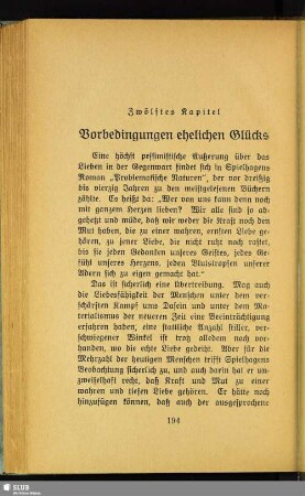 Zwölftes Kapitel: Vorbedingungen ehelichen Glücks