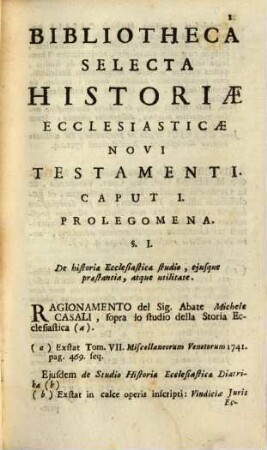 Bibliotheca Selecta Historiae Ecclesiasticae : Cum Veteris, Tum Novi Testamenti, 2