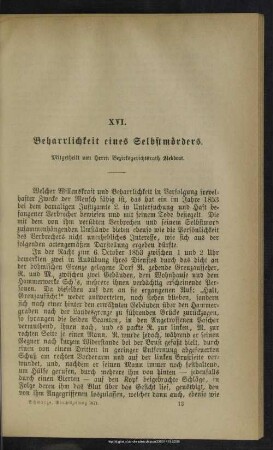 XVI. Beharrlichkeit eines Selbstmörders