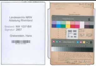 Entnazifizierung Hans Grebenstein , geb. 18.05.1894 ()