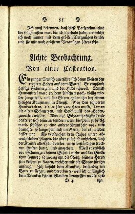 Achte Beobachtung. Von einer Castration
