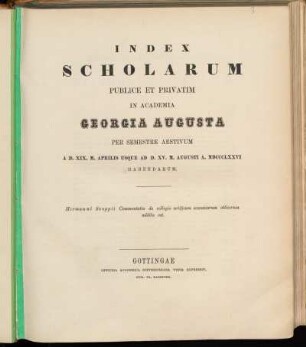 1876_SS: Index scholarum publice et privatim in Academia Georgia Augusta ... habendarum
