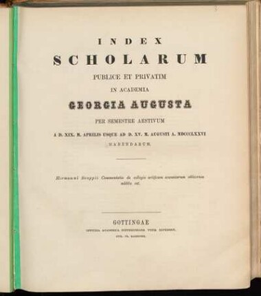 1876_SS: Index scholarum publice et privatim in Academia Georgia Augusta ... habendarum