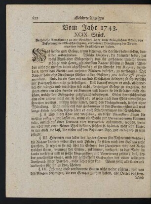 Vom Jahr 1743