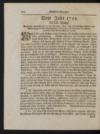 Vom Jahr 1743