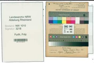 Entnazifizierung Fritz Furth , geb. 16.11.1914 (Kaufm.Angestellter)