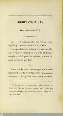 Méditation IX. Des Boissons