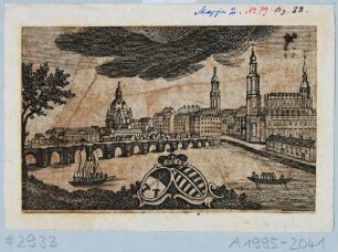 Ansicht von Dresden, Blick von der rechten Elbseite nach Osten auf die Altstadt