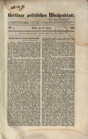 Berliner politisches Wochenblatt. 1841