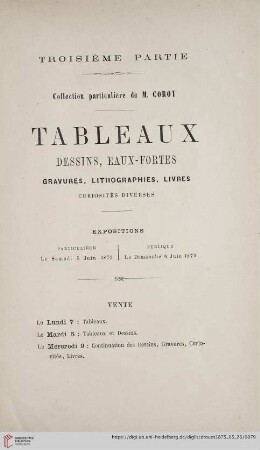 Troisième Partie Tableaux Dessins, Eaux-Fortes Gravures, Lithographies, Livres (Nr. 603 - 934)
