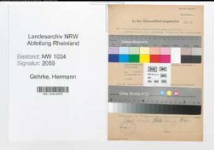 Entnazifizierung Hermann Gehrke , geb. 00.00.0000 (Hauptmann)