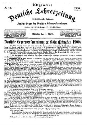 Deutsche Lehrerversammlung zu Köln (Pfingsten 1900)