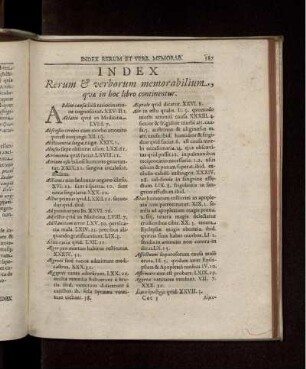 Index Rerum & verborum memorabilium, quae in hoc libro continentur