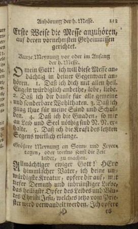 Erste Weise die Messe anzuhören, auf deren vornehmsten Geheimnissen gerichtet.