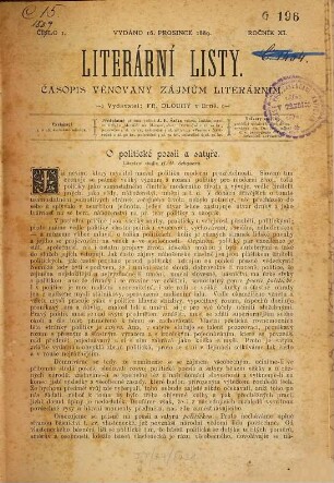 Literární listy : časopis věnovaný moderní kritice literární. 11. 1890 (1889/90)