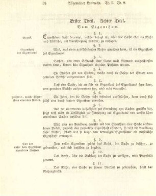 Erster Theil. Achter Titel. Vom Eigenthum