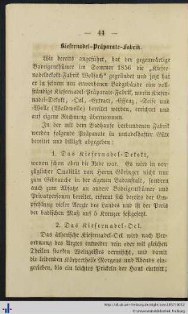 Kiefernadel-Präparate-Fabrik.