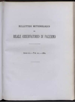 Bullettino Meteorologico Del Reale Osservatorio Di Palermo