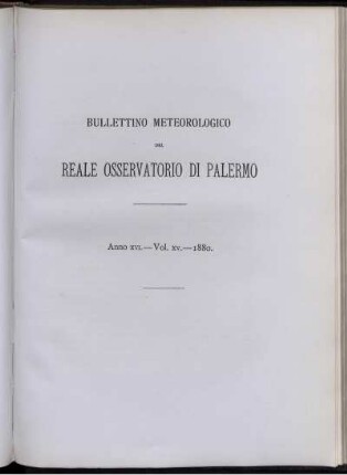 Bullettino Meteorologico Del Reale Osservatorio Di Palermo