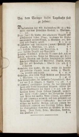 Bey dem Verleger dieses Tagebuchs sind zu haben