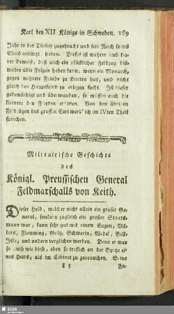 Militäirische Geschichte des Königl. Preussischen General Feldmarschalls von Keith