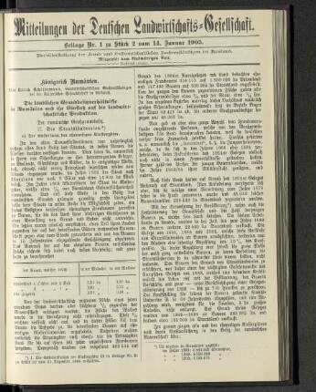 Beilage Nr. 1 zu Stück 2 vom 14. Januar 1905.