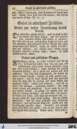 Gebete in allerhand Zufällen.