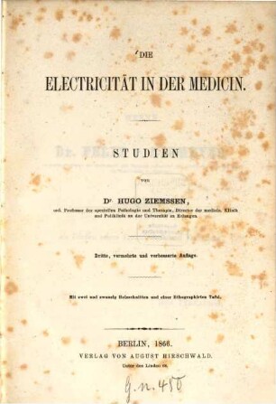 Die Electricität in der Medicin : Studien