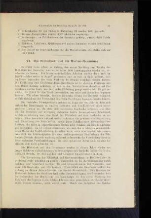 VI. Die Bibliothek und die Karten-Sammlung.