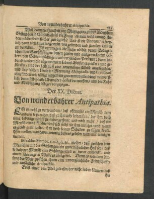 Der XX. Discurs. Von wunderbahrer Antipathia.