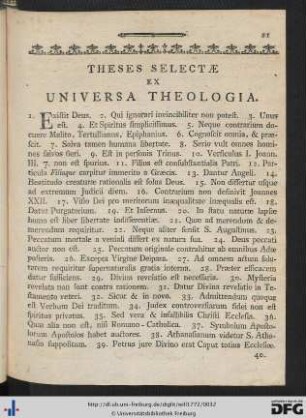 Theses Selectae Ex Universa Theologia.