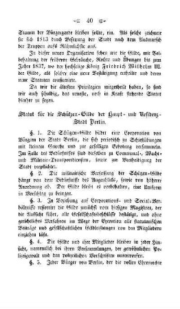 Statut für die Schützen-Gilde der Haupt- und Residenz-Stadt Berlin