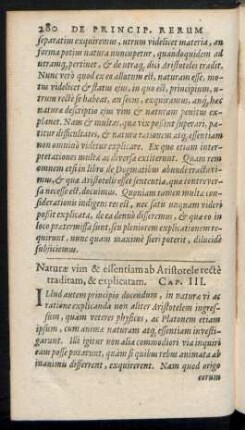 Naturae vim & essentiam ab Aristotele recte traditam, & explicatam. Cap. III.